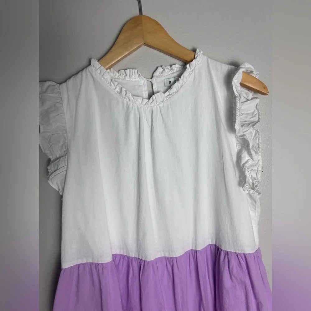 HYFVE White and Purple Ruffled Tiered Sundress - Picture 2 of 4
